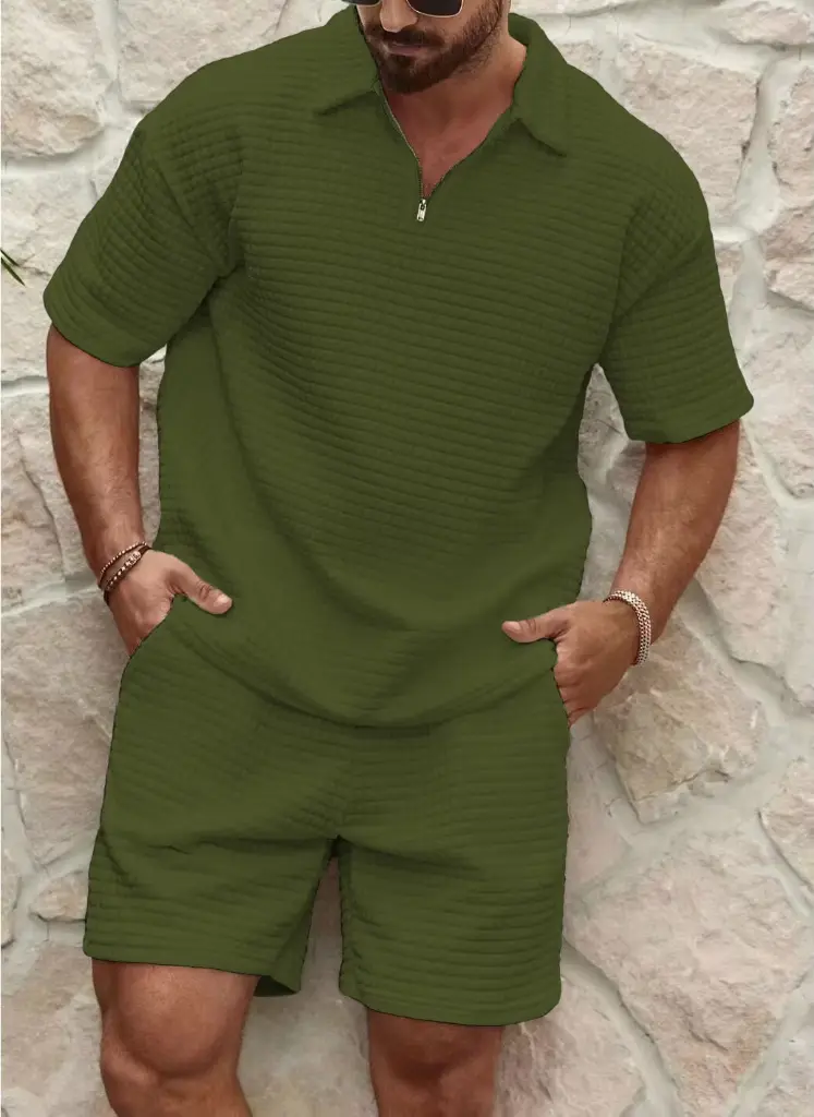 Ensemble de dehors Décontracté Gaufré pour Homme 5.webp