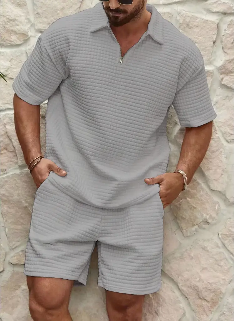 Ensemble de dehors Décontracté Gaufré pour Homme 3.webp