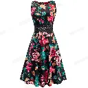 Robe Evasée à Encolure ras du cou Elégante en Dentelle avec Touche Florale.webp