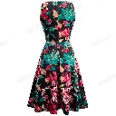Robe Evasée à Encolure ras du cou Elégante en Dentelle avec Touche Florale.webp