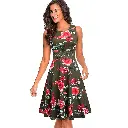 Robe Evasée à Encolure ras du cou Elégante en Dentelle avec Touche Florale.webp