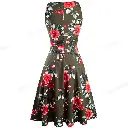 Robe Evasée à Encolure ras du cou Elégante en Dentelle avec Touche Florale.webp