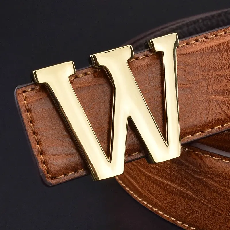 Ceintures de Luxe en Cuir Véritable Marque Boucle Lettre W Lisse 1.webp