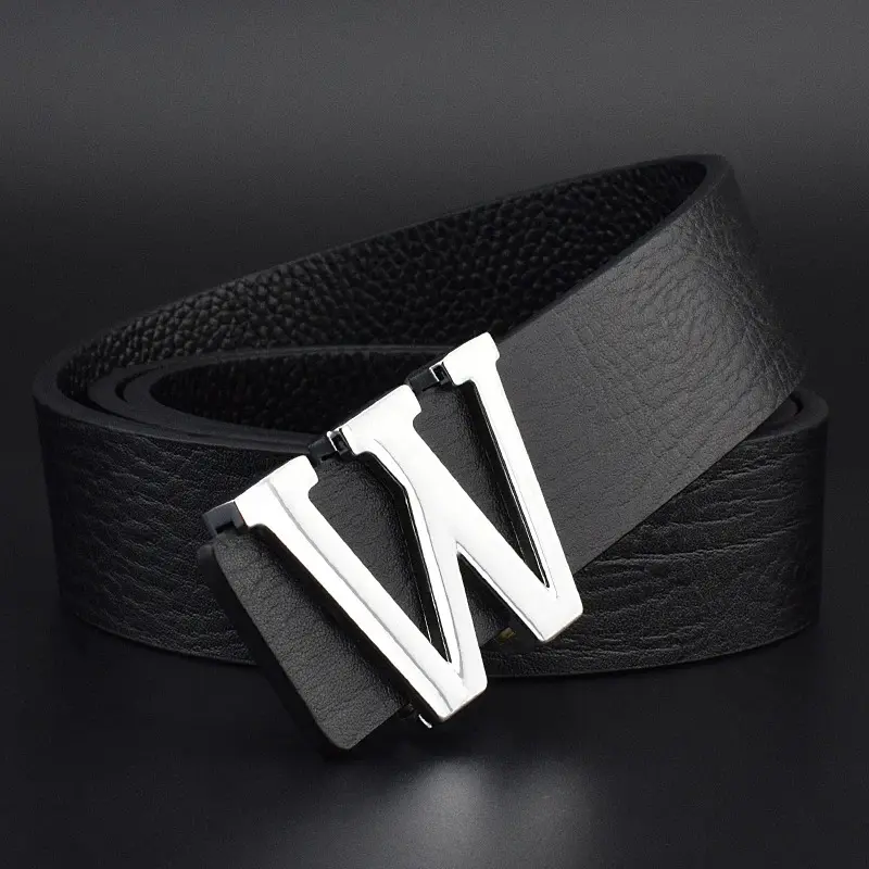 Ceintures de Luxe en Cuir Véritable Marque Boucle Lettre W Lisse 3.webp