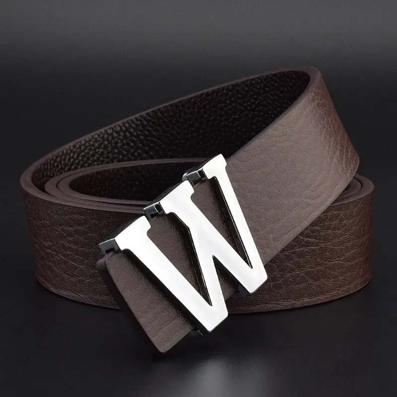 Ceintures de Luxe en Cuir Véritable Marque Boucle Lettre W Lisse 6.webp