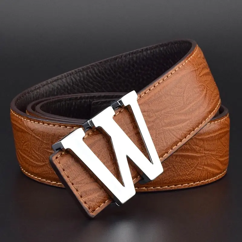 Ceintures de Luxe en Cuir Véritable Marque Boucle Lettre W Lisse 5.webp