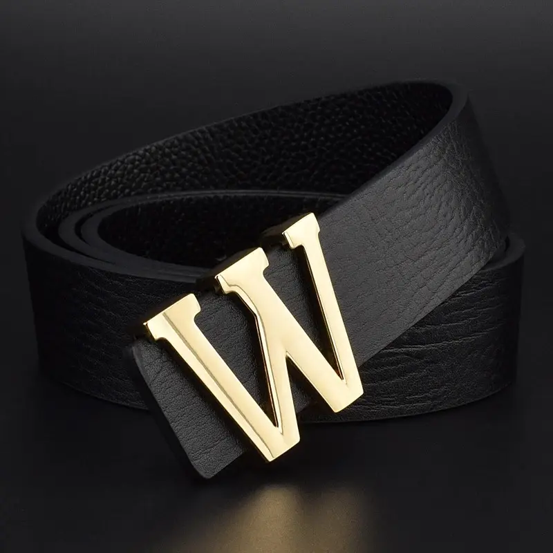 Ceintures de Luxe en Cuir Véritable Marque Boucle Lettre W Lisse 2.webp