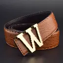Ceintures de Luxe en Cuir Véritable Marque Boucle Lettre W Lisse 4.webp