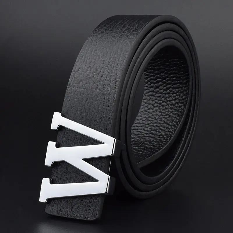 Ceintures de Luxe en Cuir Véritable Marque Boucle Lettre W Lisse 8.webp
