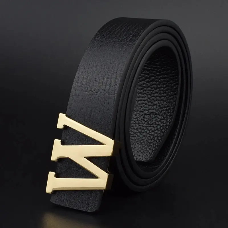 Ceintures de Luxe en Cuir Véritable Marque Boucle Lettre W Lisse 7.webp