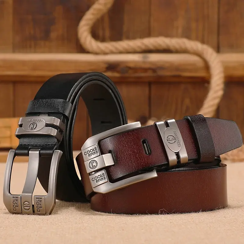 Ceintures de Cowboy en cuir véritable pour hommes, larges, à boucle de haute qualité4.webp