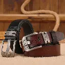 Ceintures de Cowboy en cuir véritable pour hommes, larges, à boucle de haute qualité4.webp