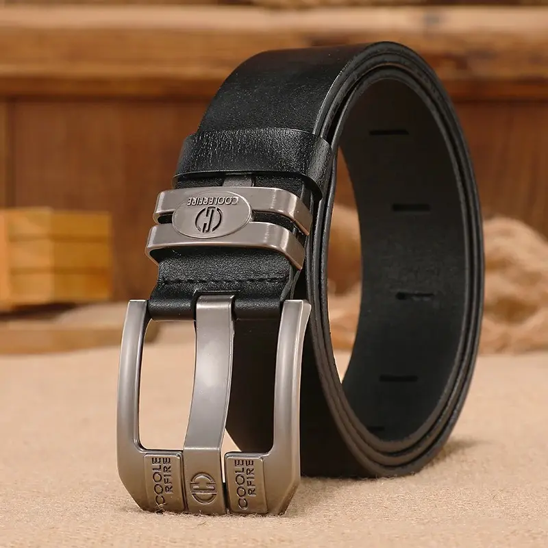Ceintures de Cowboy en cuir véritable pour hommes, larges, à boucle de haute qualité2.webp