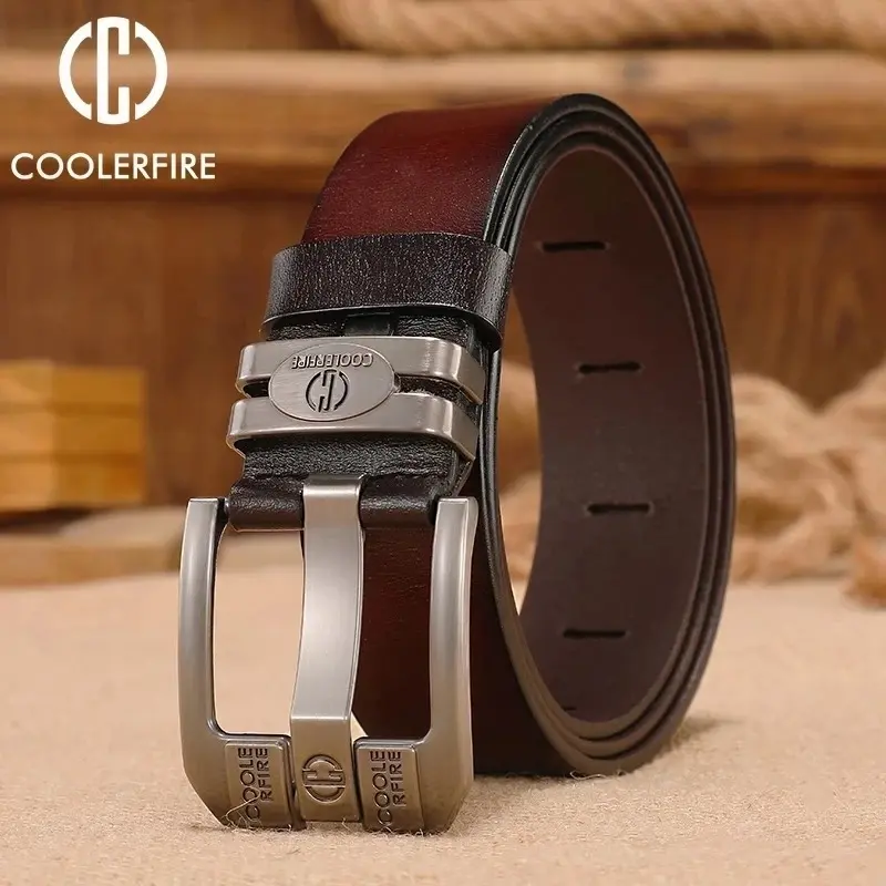 Ceintures de Cowboy en cuir véritable pour hommes, larges, à boucle de haute qualité1.webp
