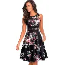 Robe Evasée à Encolure ras du cou Elégante en Dentelle avec Touche Florale.webp