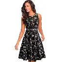 Robe Evasée à Encolure ras du cou Elégante en Dentelle avec Touche Florale(39).webp