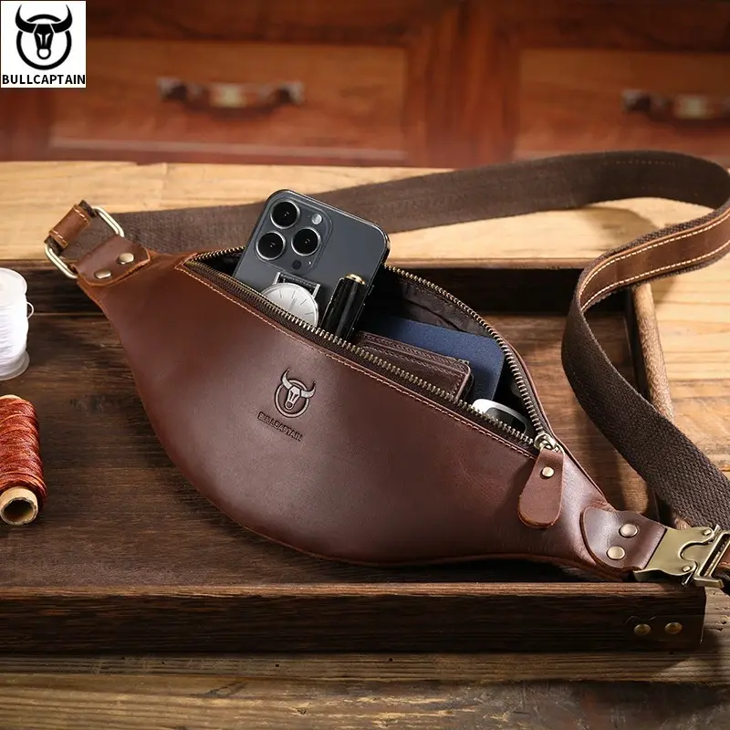 BULLCAPTAIN – sac de ceinture en cuir Crazy Horse pour hommes4.webp