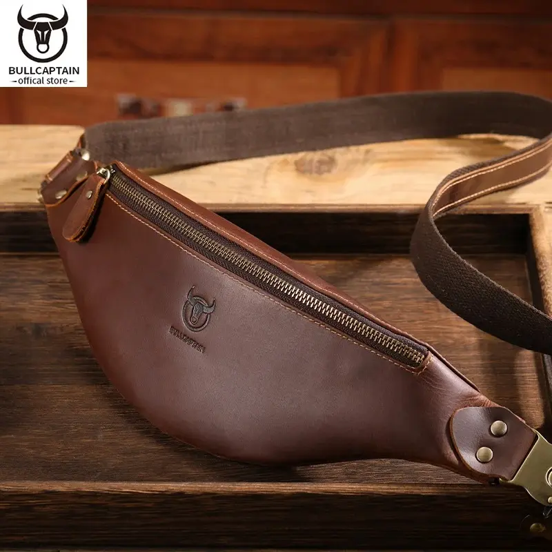 BULLCAPTAIN – sac de ceinture en cuir Crazy Horse pour hommes9.webp