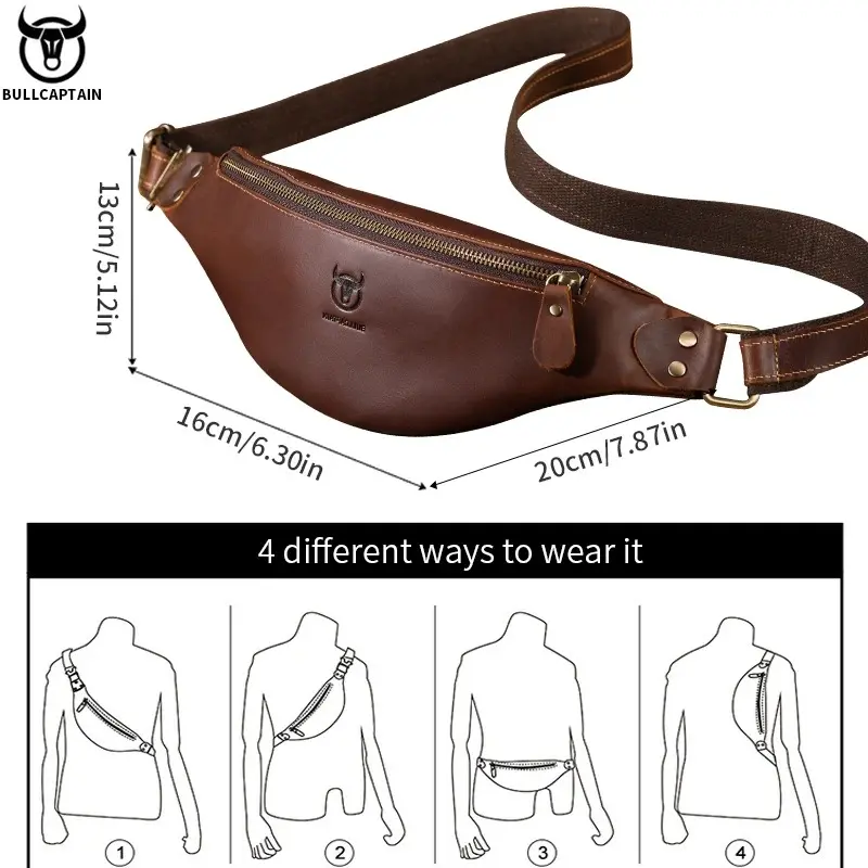 BULLCAPTAIN – sac de ceinture en cuir Crazy Horse pour hommes5.webp