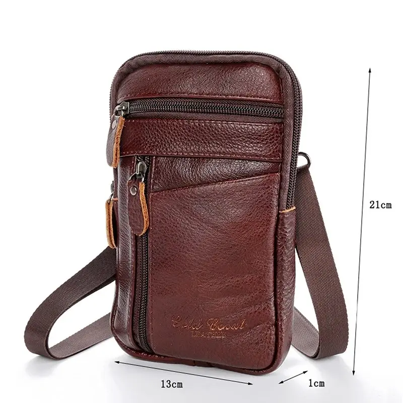 Sac de Taille en Cuir pour Hommes, Petit Sac à Bandoulière 3.webp