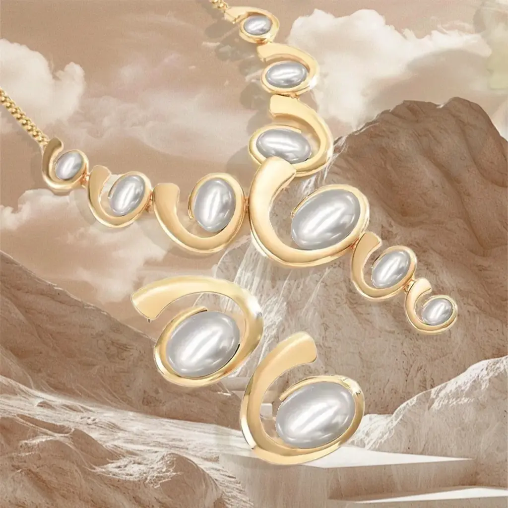 Ensemble de Boucles d'Oreilles et Collier en Forme de Y pour Femmes4.webp
