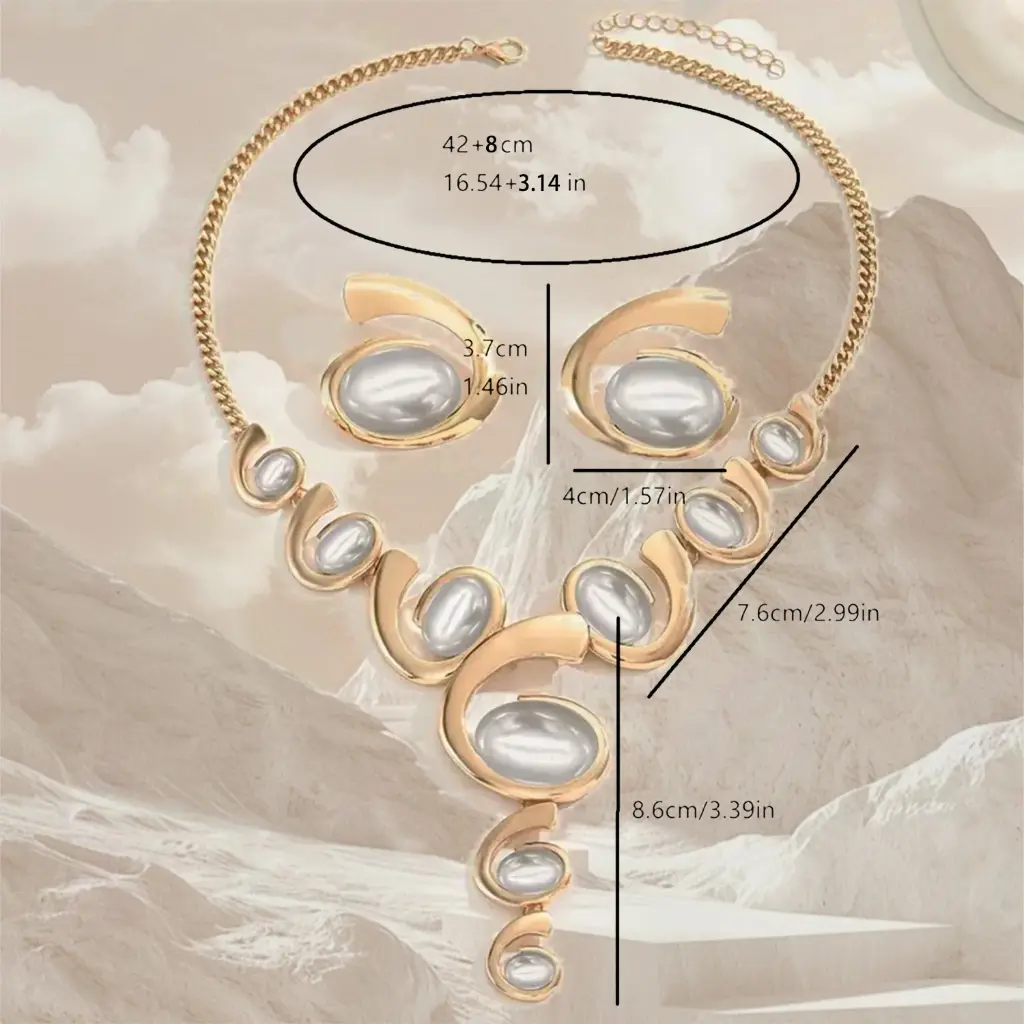 Ensemble de Boucles d'Oreilles et Collier en Forme de Y pour Femmes5.webp