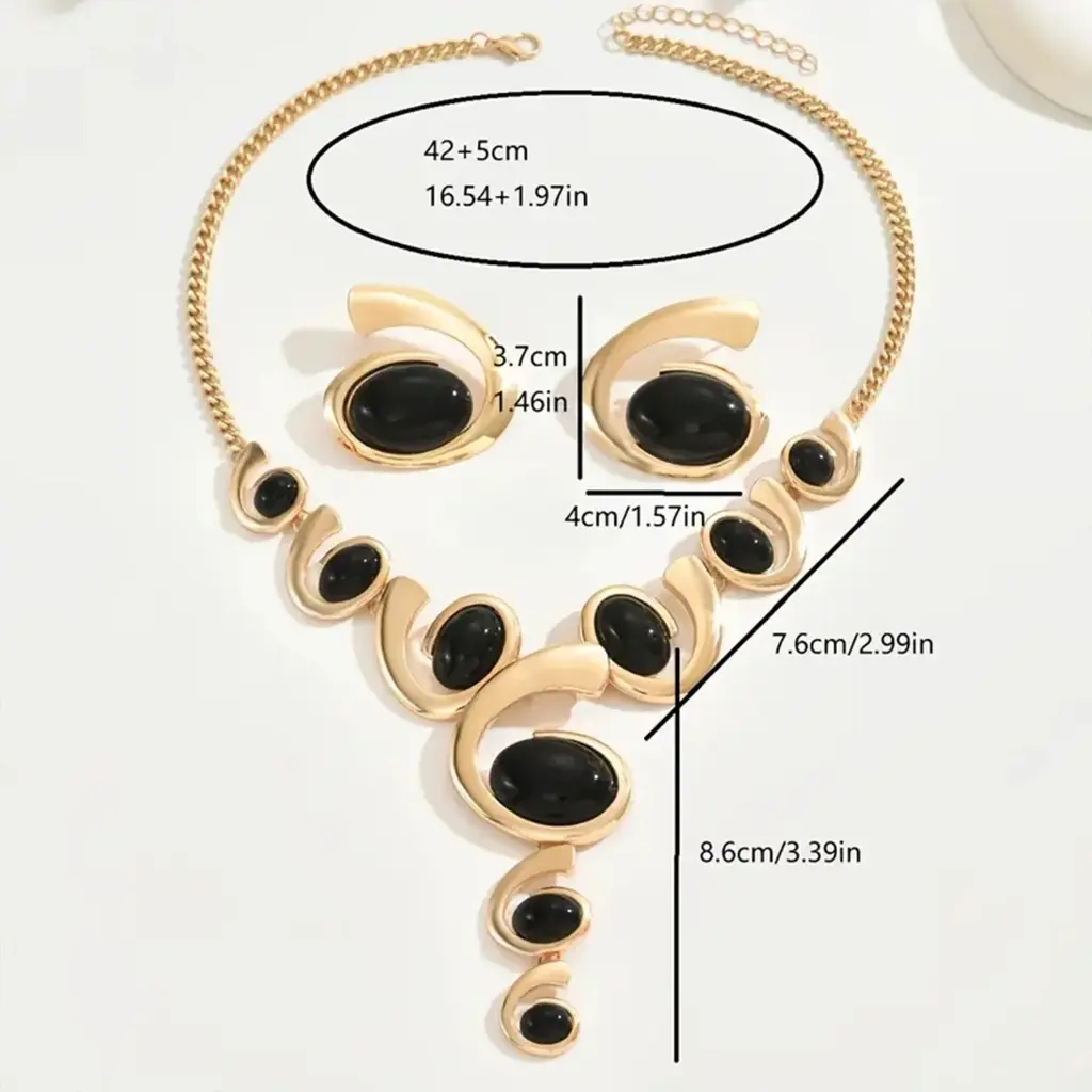 Ensemble de Boucles d'Oreilles et Collier en Forme de Y pour Femmes8.webp