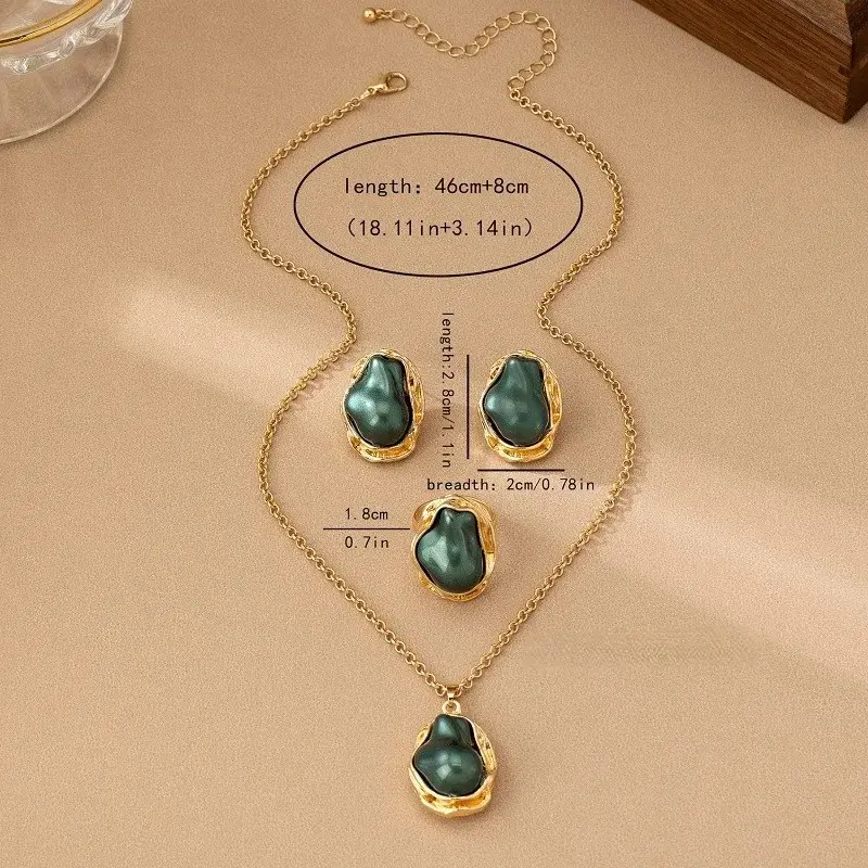 Collier de perles d'imitation vertes avec chaîne incrustée irrégulière6.webp