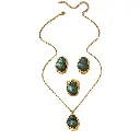 Collier de perles d'imitation vertes avec chaîne incrustée irrégulière5.webp