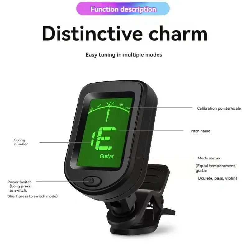 Accordeur de guitare Rechargeable pour tous les instruments.webp