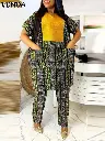 Grande taille 5XL VONDA 2025 femmes pantalons longs ensembles Vintage imprimé4.webp