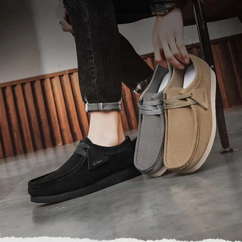 Mocassins De luxe en cuir suédé pour hommes épaissir semelle souple2.webp