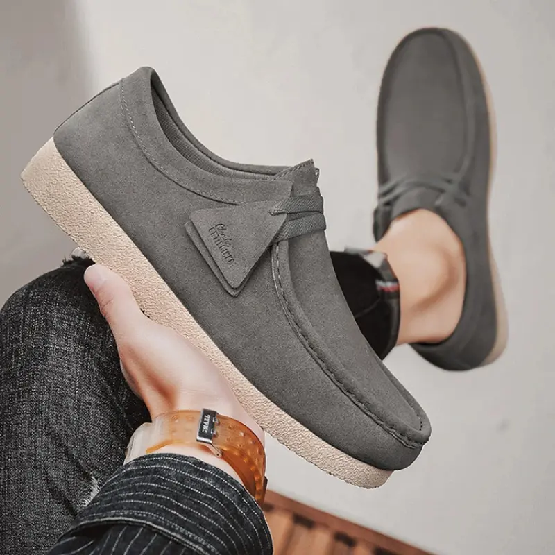 Mocassins De luxe en cuir suédé pour hommes épaissir semelle souple5.webp