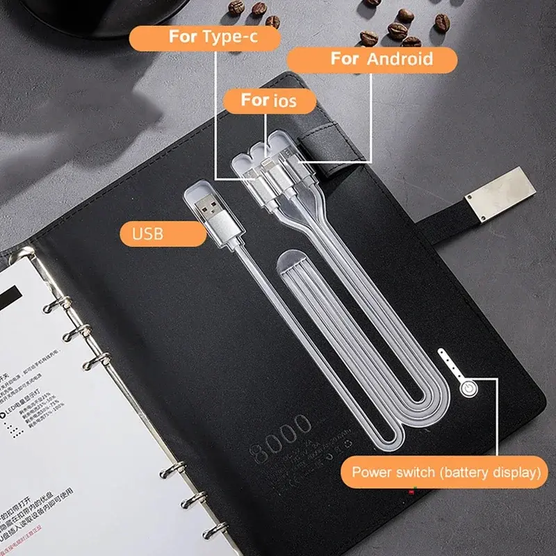 Portable filaire:sans fil charge A5 Smart Notebook 8000mAh batterie externe pour étudiant concepteur homme d'affaires Record Notes Bluetooth2.webp