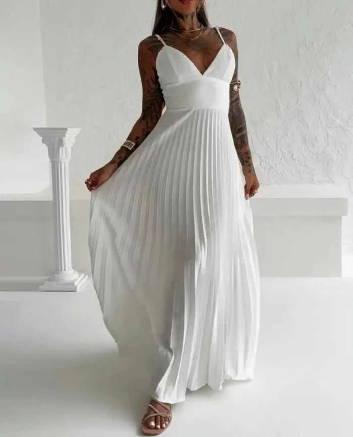 Jupe plissée sans manches BanRib pour femme2.webp