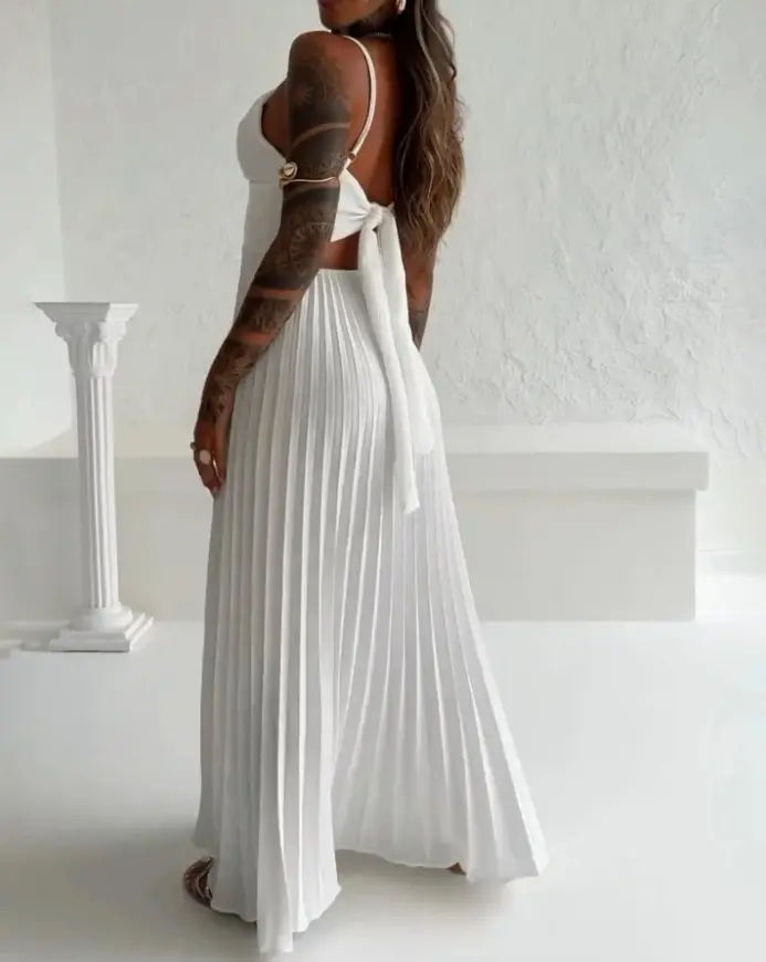 Jupe plissée sans manches BanRib pour femme3.webp