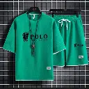À l'été 2025, un ensemble deux pièces de T-shirts à manches courtes et shorts de sport pour hommes3.webp
