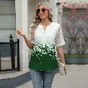 Chemises d'été femmes dentelle Patchwork à manches courtes Blouse fleur imprimé5.webp