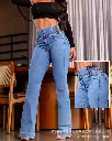 Jean femme pantalon Vintage élastique taille haute pantalon évasé6.webp