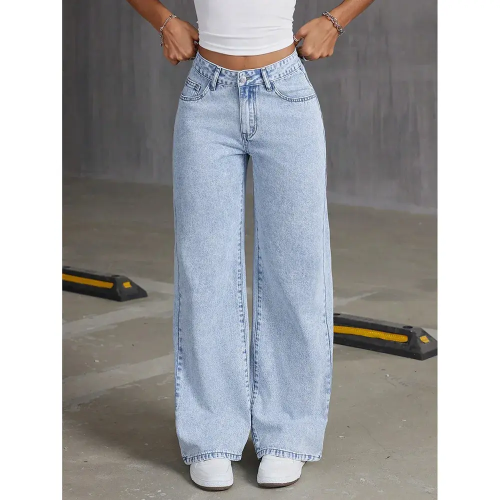 Denim pantalon à jambes larges femmes jean pantalon droit5.webp