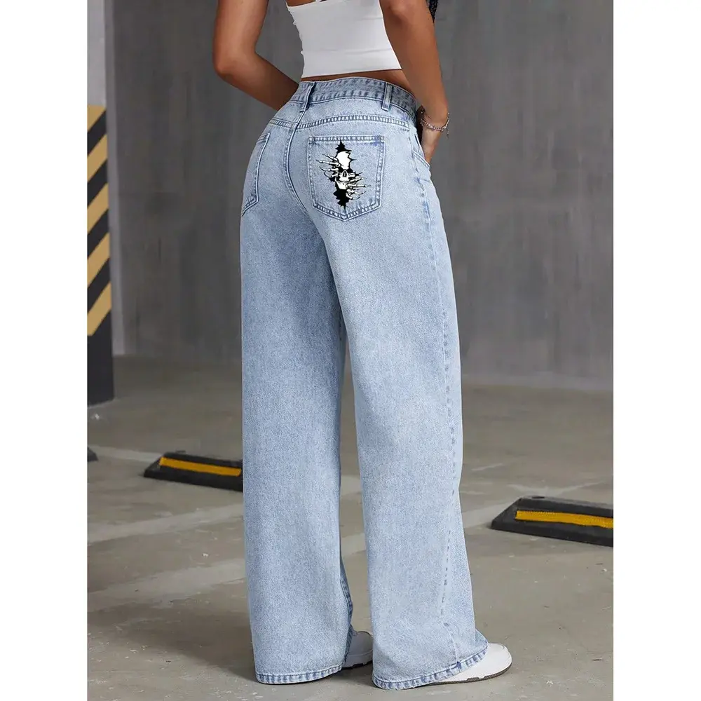 Denim pantalon à jambes larges femmes jean pantalon droit6.webp