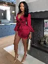 Mini robe à lacets à manches longues pour femmes5.webp