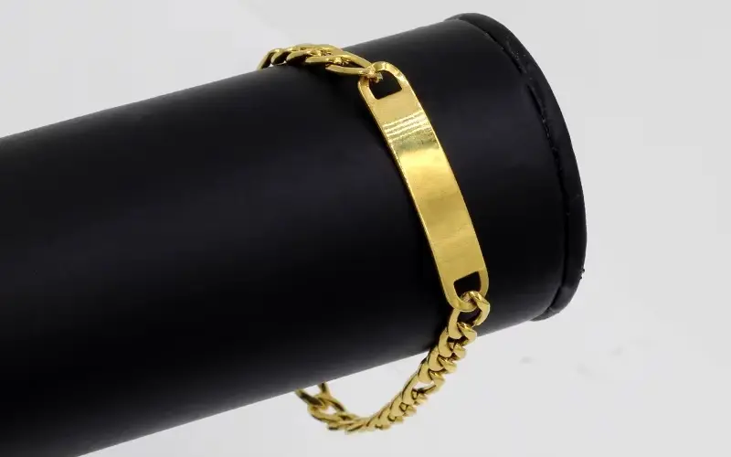 Bracelet en acier inoxydable pour hommes, barre plaquée or