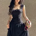 Robe Maxi en Mousseline de Soie à Larges Bretelles pour Femme