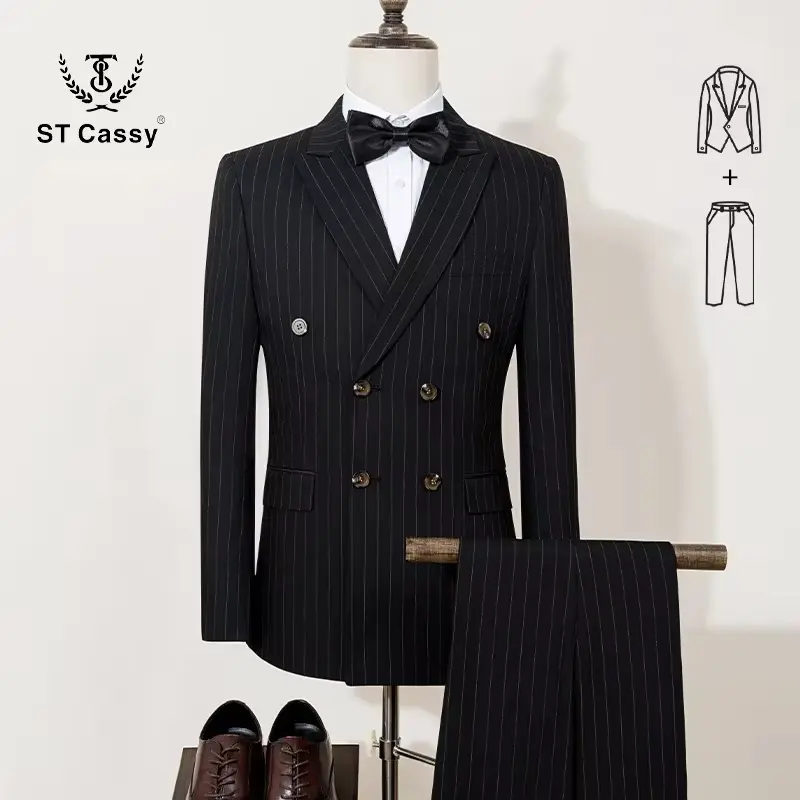 ST Cassy costumes rayés de haute qualité pour hommes coupe ajustée vêtements de luxe, costumes élégant  tendances