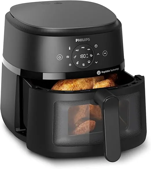 PHILIPS Air Fryer Série 2000-6.2L, 13 façons de cuisiner, technologie RapidAir, jusqu'à 90% de matières grasses en moins, fenêtre de cuisson, cuve de 6,2L, écran tactile