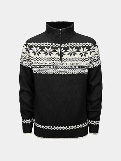 Brandit Pull Style Norvégien Homme, Pull tricoté Noir Régulier / Coupe Standard