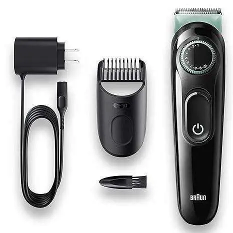 Tondeuse à barbe Braun BT3221 Tondeuse à cheveux 20 réglages de longueur Technologie laser IPL Noir/Vert vif Caractéristiques Sharp à vie