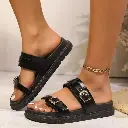 Pantoufles à Plateforme en Cuir pour Femme, Design Classique
