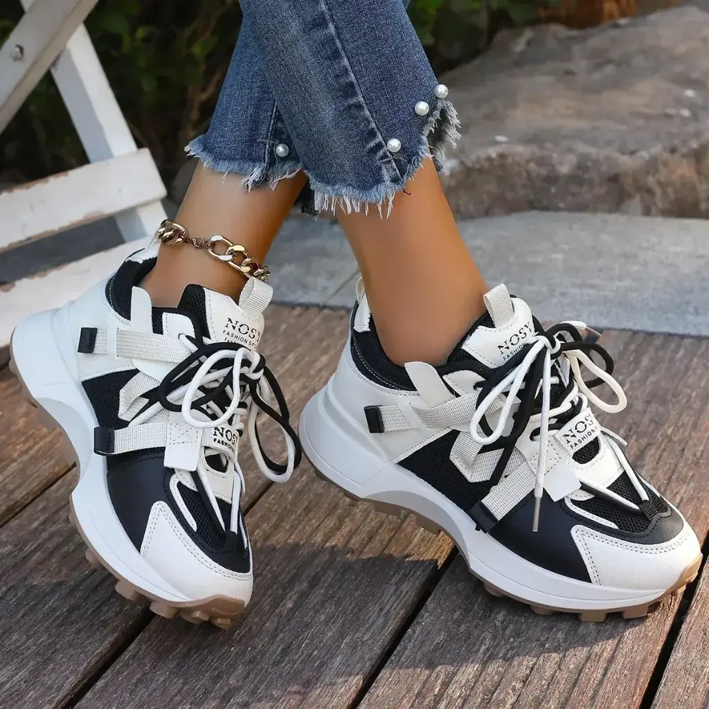 Baskets Maille Respirant, Baskets Femmes, Décontracté à Lacets (Noir, 37)